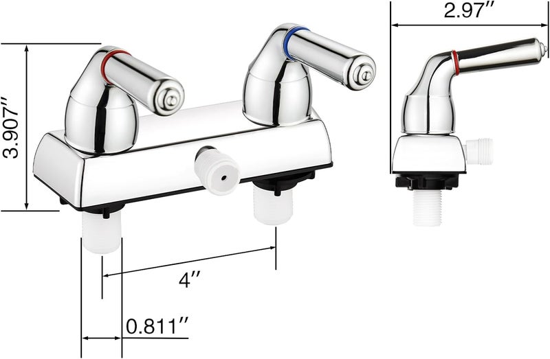 LavishStream RV Shower Faucet with Handheld Showerhead & Hose, 4" ABS Shower Set, Leak & Rust Resistant for RV Camper Motorhome Travel Trailer (Chrome, Indoor/Outdoor Use) - Image 3